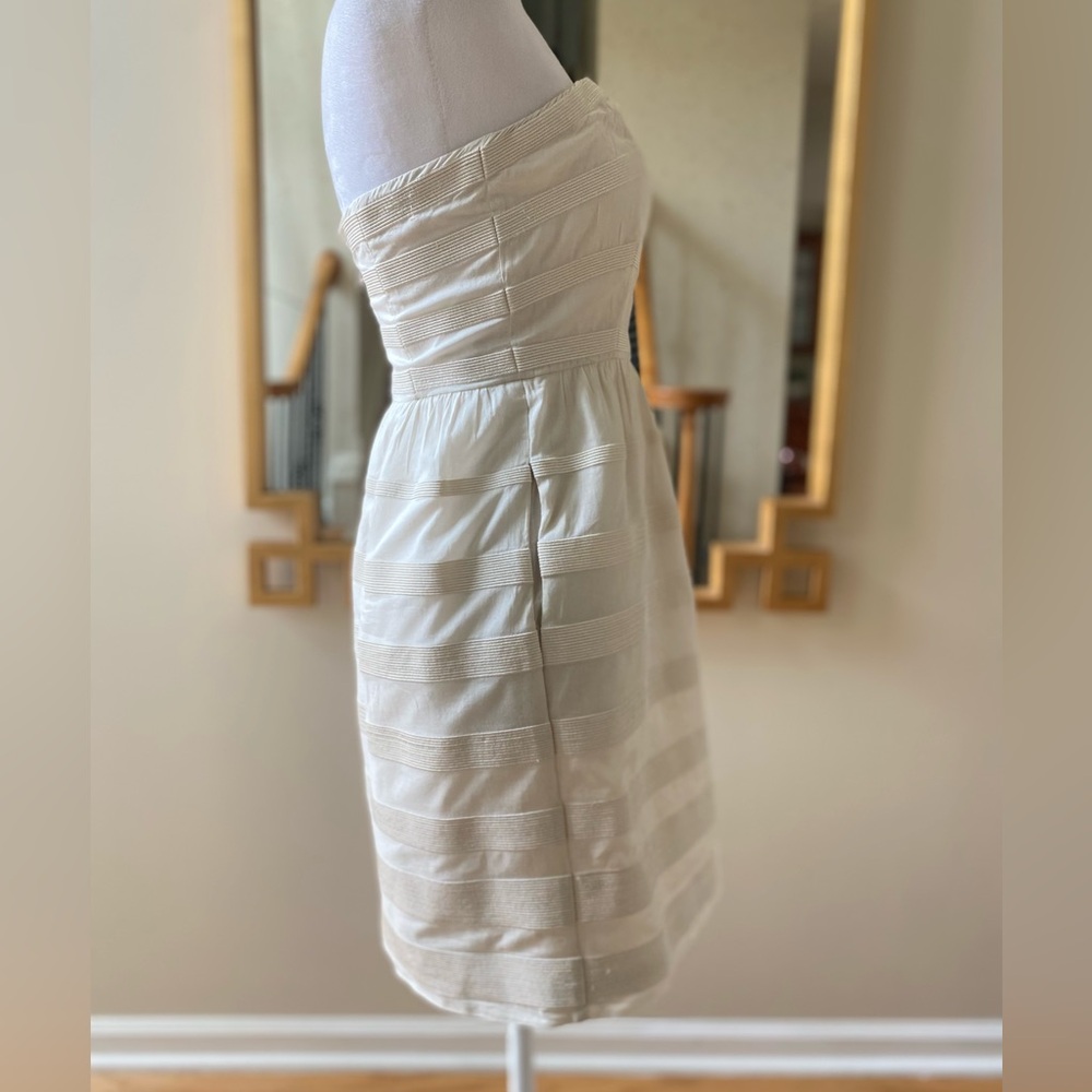 J. Crew Rugby Stripe Ginny Ivory Dress sz 0 - Picture 2 of 16